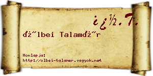 Ölbei Talamér névjegykártya